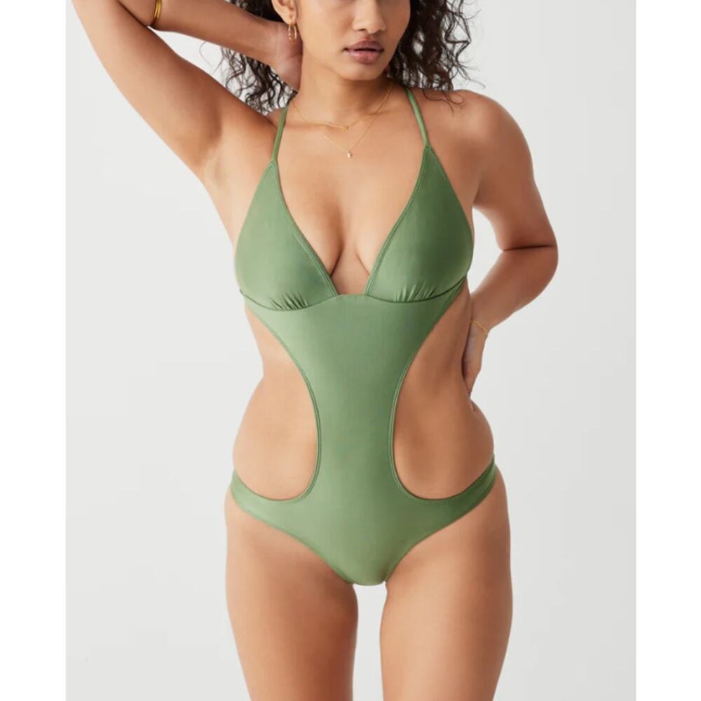 Frankies Bikinis Cruise Monokini One Piece Swimsuit Sea Moss Green Size XL